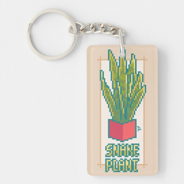 Porte-clefs Snakeplant Pixelart, Art Pixel (Devant)