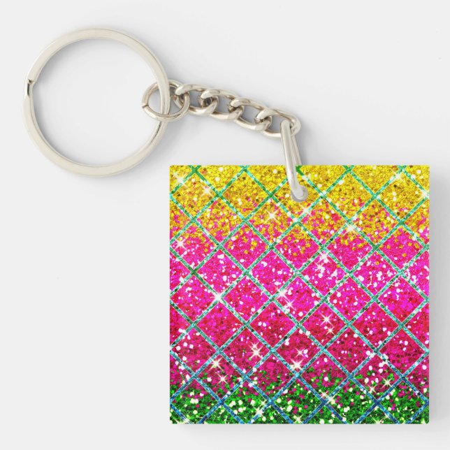 Porte-clefs Snakeskin rose parties scintillant (Devant)