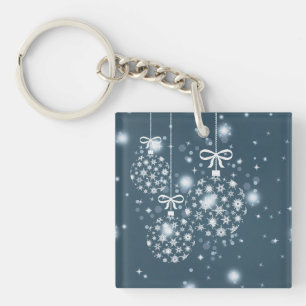 Porte-clefs Snowflakes, bleu et blanc, ballons