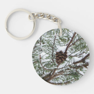 Porte-clefs Snowy Pine Cône II hiver Photographie de la nature