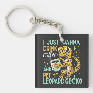 Porte-clefs Société de caféine : Léopard Gecko Bliss de café