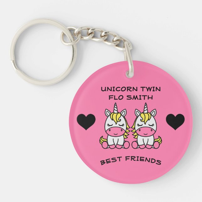 Porte-clefs Sœur jumelle licorne  (Devant)