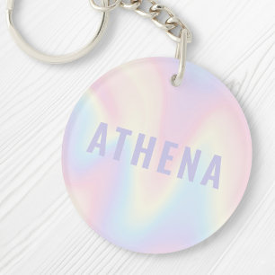 Porte-clefs Soft pastel nom arc-en-ciel tendance moderne minim