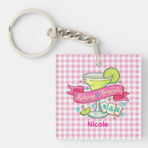 Porte-clefs Soirée de jeu Mahjong et Margaritas Cocktail