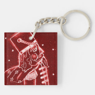 Porte-clefs SOLDAT de JOUET de CASSE-NOIX en rouge lumineux