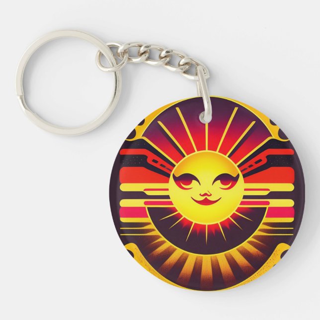 Porte-clefs Soleil brillant avec visage lumineux (Devant)