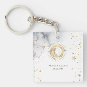 Porte-clefs Soleil céleste, Lune, Étoiles