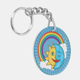 Porte-clefs Soleil Lune Arc-en-ciel Étoiles