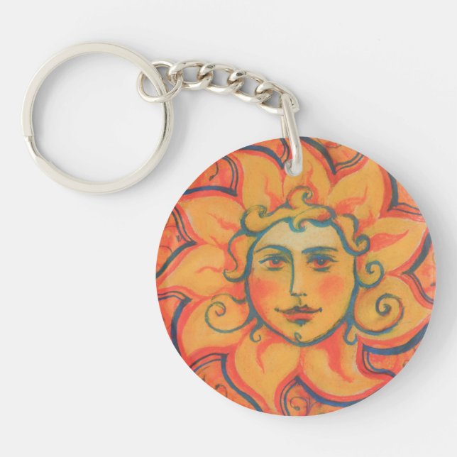 Porte-clefs Soleil souriant, Art Imaginaire Fairytale, Jaune o (Devant)