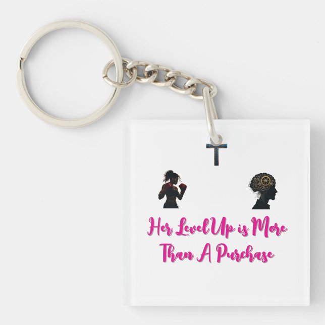 Porte-clefs "Son niveau supérieur est plus qu'un achat" (Devant)