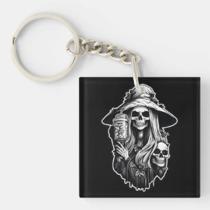 Porte-clefs Sorcière avec lanterne Halloween