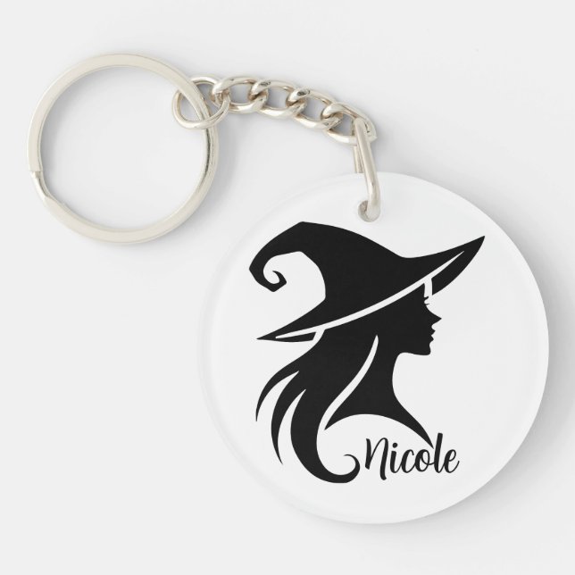 Porte-clefs Sorcière chapeau noir Wiccan Halloween  (Devant)