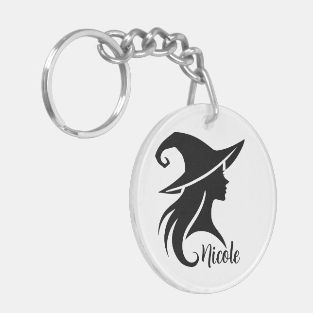 Porte-clefs Sorcière chapeau noir Wiccan Halloween  (Devant gauche)