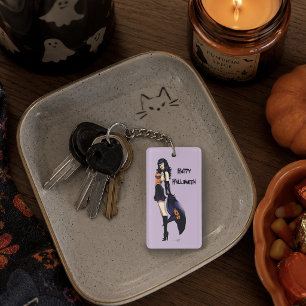 Porte-clefs Sorcière de fantasy rétro violet enchanteur