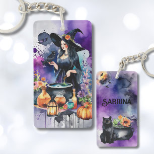 Porte-clefs Sorcières Personnalisées Sortilège Aquarelle