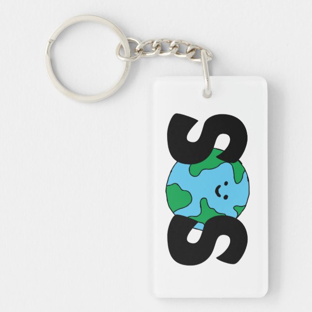 Porte-clefs SOS World Ecofriendly Icon Happy Earth Clipart Eco (Devant)