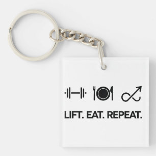 Porte-clefs Soulever. Manger. Répéter. - Conception de Fitness