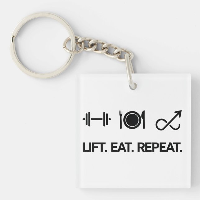 Porte-clefs Soulever. Manger. Répéter. - Conception de Fitness (Devant)