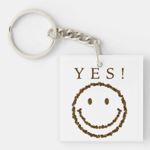 Porte-clefs Souriez avec des haricots au café