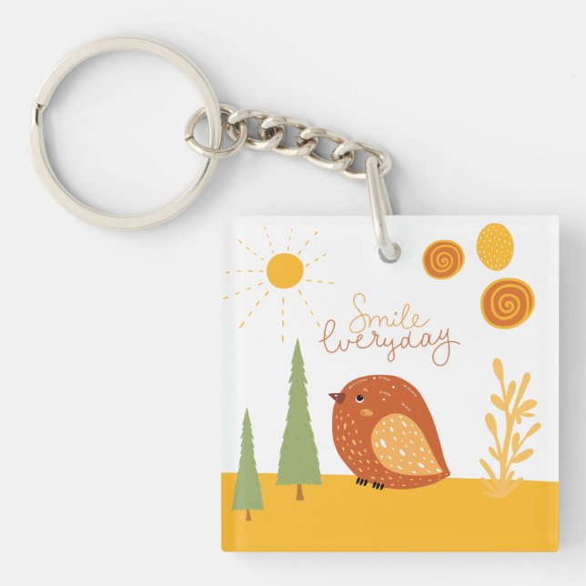 Porte-clefs Souriez tous les jours Boho Bird Sunshine Cute (Devant)