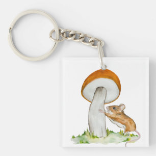 Porte-clefs Souris drôle avec champignon sauvage