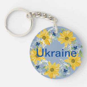 Porte-clefs Soutenez l'Ukraine Wreath Couleurs du drapeau ukra