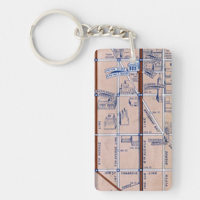 PORTE-CLEFS SOUTERRAIN MAP, 1940 2 DE NEW YORK (Devant)