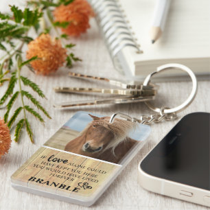 Porte-clefs Souvenir de photo de cheval rustique en mémoire
