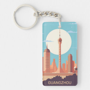 Porte-clefs souvenir voyage rétro vintage souvenir GUANGZHOU C