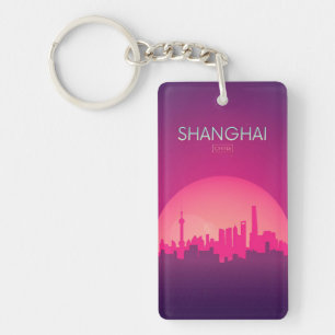 Porte-clefs souvenir voyage vintage rétro Shanghai Chine