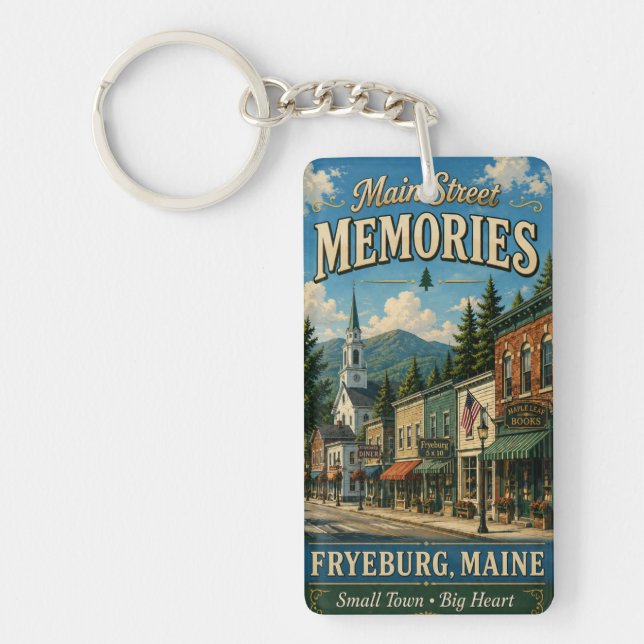 Porte-clefs Souvenirs de Main Street Fryeburg Maine Rectangle (Devant)