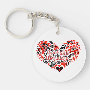 Porte-clefs Soyez avec l'Ukraine lettrage et coeur
