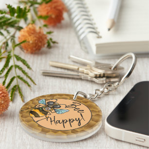 Porte-clefs Soyez heureux abeille à miel adorable