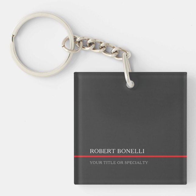 Porte-clefs Spécial Unique Gris Rouge Élégant Moderne (Devant)