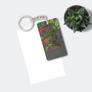 Porte-clefs Spices motif nom personnalisé gris