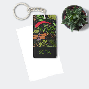 Porte-clefs Spices motif nom personnalisé noir