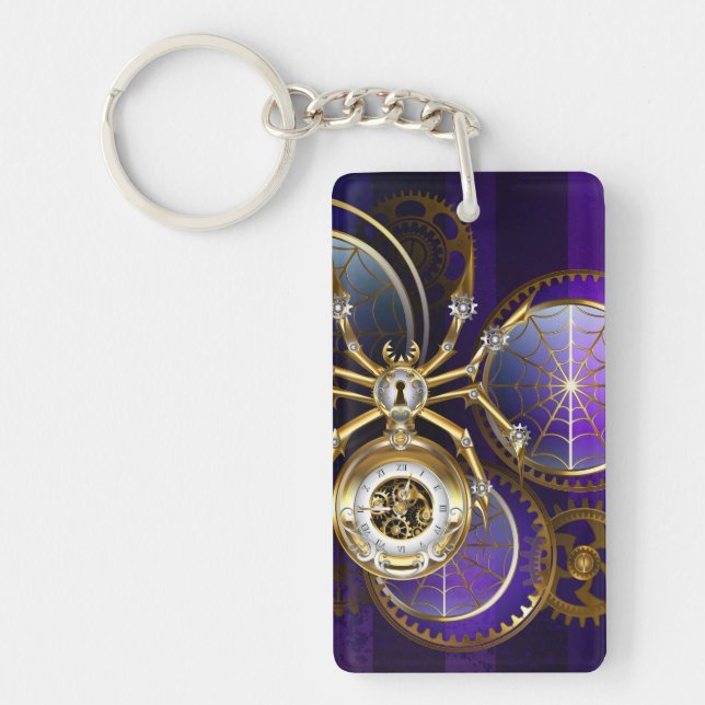 Porte-clefs Spider Steampunk sur Arrière - plan pourpre (Devant)