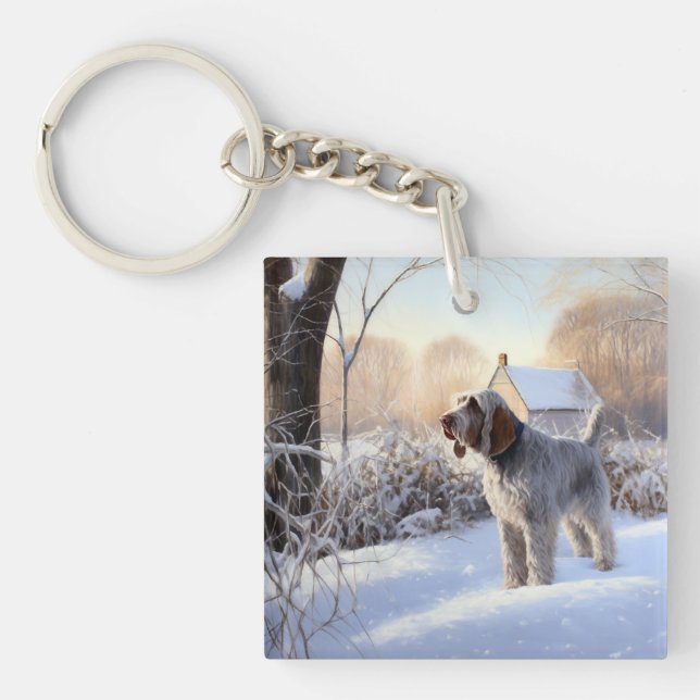 Porte-clefs Spinone Italiano Qu'il neige Noël (Devant)