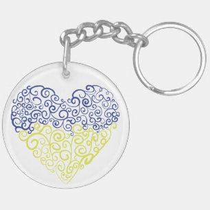Porte-clefs Spiral tourbillons mehandi coeur drapeau ukrainien