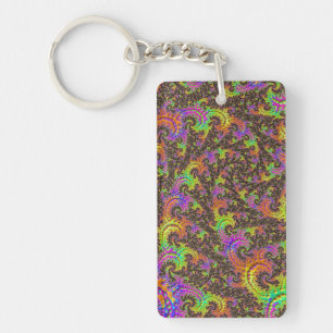 Porte-clefs Spirale Abstraite Numérique Fractale Colorée Flash