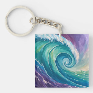 Porte-clefs Spirale de vague océanique abstraite