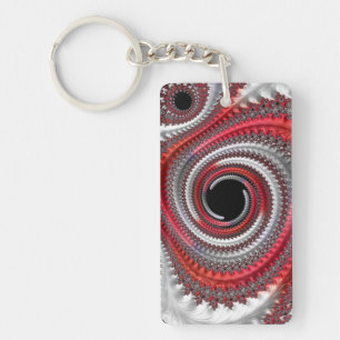Porte-clefs Spirale fractale dégradé rouge abstrait