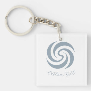 Porte-clefs Spirale Zen Vintage Bleu Minéral avec Texte Person