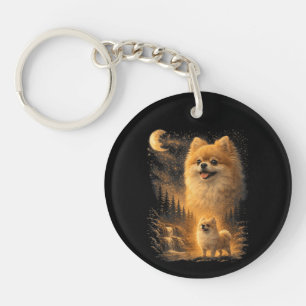 Porte-clefs Spitz Nain Hurleur à la Lune – Chien Drôle Vintage