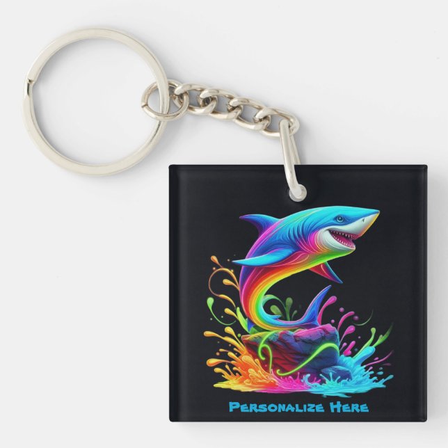 Porte-clefs Splash de requin coloré (Devant)