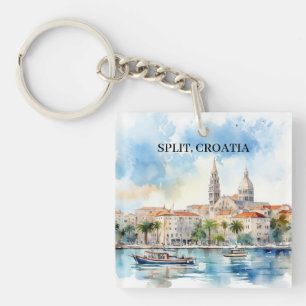 Porte-clefs Split Croatie Dalmatie Aquarelle