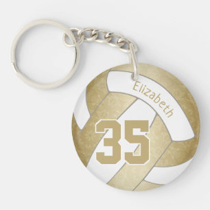 Porte-clefs sport féminin or blanc volley