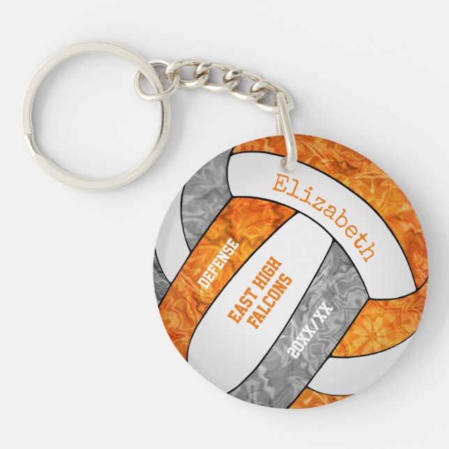Porte-clefs sport girly gris orange (Devant)