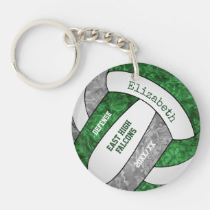 Porte-clefs sport gris vert girly coutume volley-ball