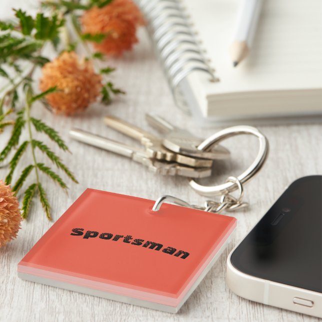 Porte-clefs Sports Man Imprimé Carré Durable et personnalisabl (Devant Droit)